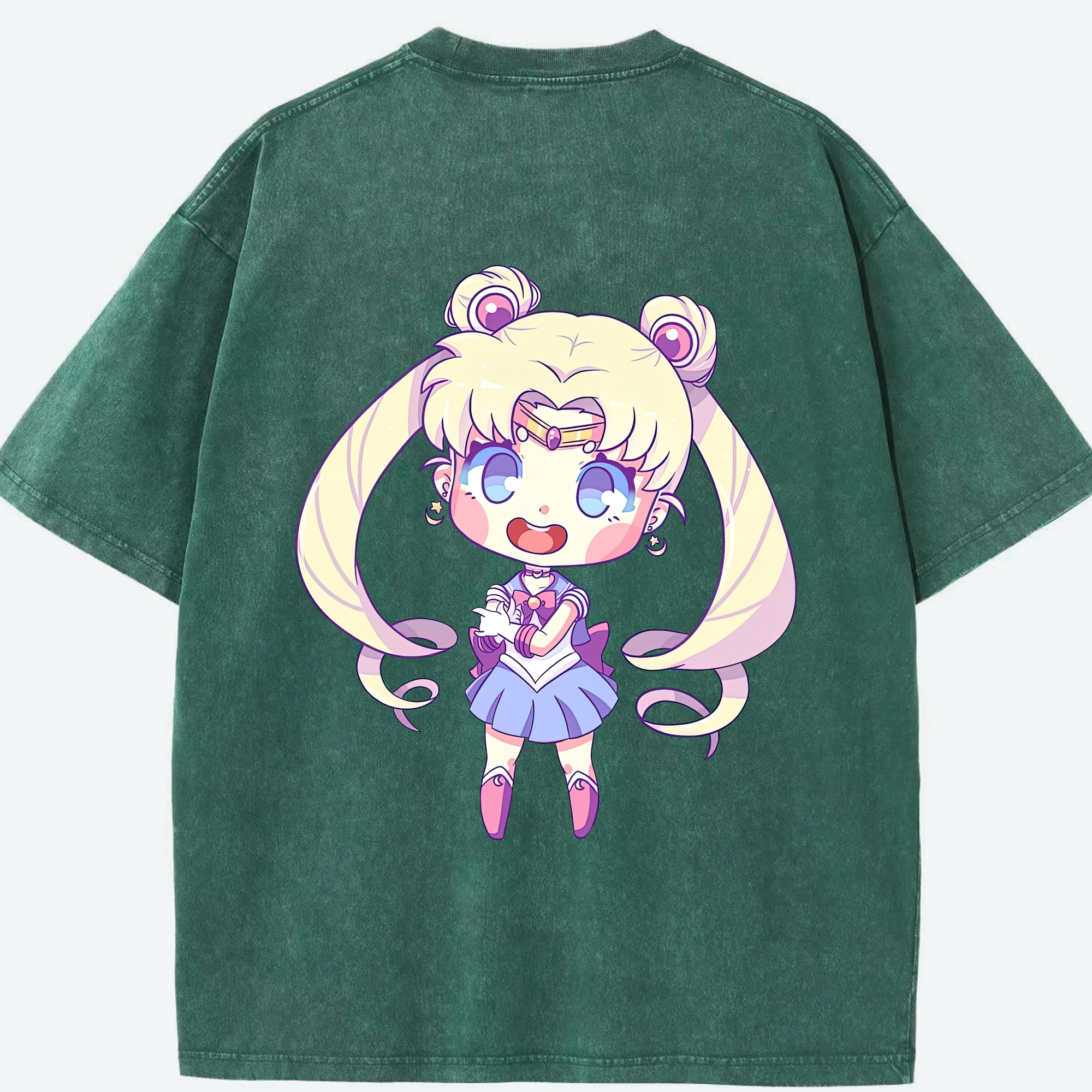 （画像用） 美少女戦士セーラームーン 月野 うさぎ つきの うさぎ Sailor Moon Tsukino Usagi 綿100% ヴィンテージ風 半袖Tシャツ（背面プリント）